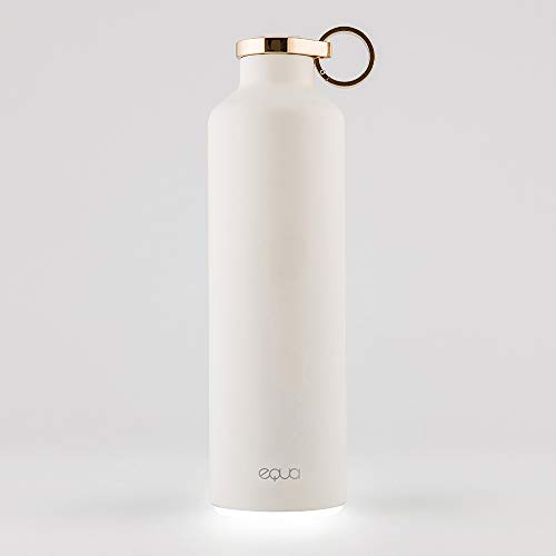 EQUA Smart Trinkflasche – 23 oz – Bluetooth Verbindung mit App und Lichtsignal Erinnerungen – Doppelwandige Vakuum-Isolierflasche aus Edelstahl - Metalldeckel, White, MT 14