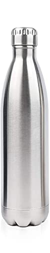 Pure Design Trinkflasche Edelstahl 1L (1000 ml) Spülmaschinenfest Isoliert BPA Frei Ohne Logo & Etikett, Wasserflasche 1L Edelstahl Isoliert zum Wandern für heiße getränke