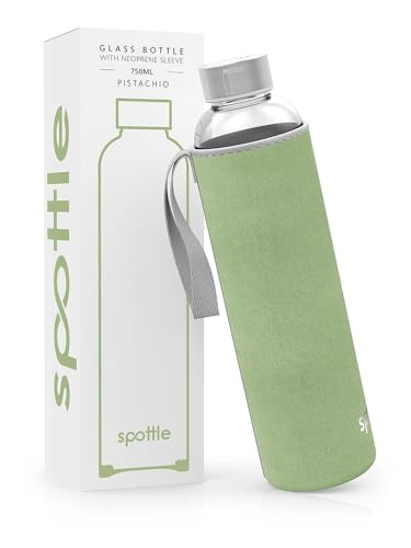 spottle® Glasflasche 750ml mit Neoprenhülle - Pistachio