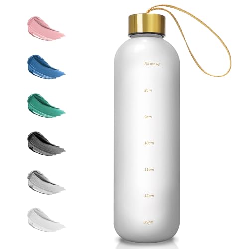 Opard Trinkflasche, 1L/800ml Wasserflasche, Auslaufsichere Water Bottle, BPA Frei Sportflasche Zeitmarkierung Wasser Flasche