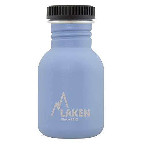 Laken Basic Steel flasche, Edelstahlflasche für Kinder und Erwachsene,Standard Mund und Schraubverschluss, 0,35L Blau