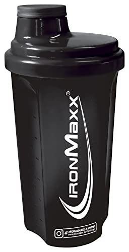 IronMaxx Eiweiß Shaker - Schwarz 700ml | Proteinshaker mit Drehverschluss, Sieb & Mess-Skala | auslaufsicher, spülmaschinengeeignet & frei vom Weichmacher BPA & DEHP