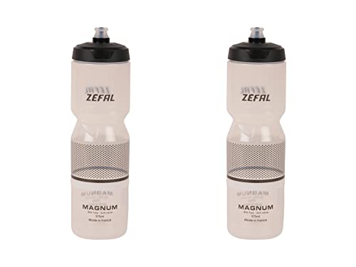 ZEFAL Magnum Pack – 2 Large Capacity Bike Bottles, Reusable BPA-Free – Soft Water Bottle with Screw Lid – Made in France – Black (Translucent), 975 ml