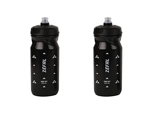 ZEFAL Pack Sense Soft 65 – 2 Flaschen Fahrrad und Mountainbike – Sportflasche weich und geruchlos – BPA-frei – Silikon – Schwarz, 650 ml