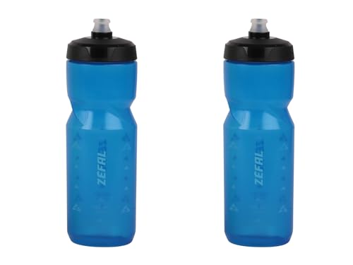 ZEFAL Set van twee Sense Soft 80 drinkfles voor fiets en mountainbike - zachte en geurloze sportdrinkflessen - BPA-vrije waterjerrycan - siliconen fopspeen - transparant blauw, 2 x 800 ml