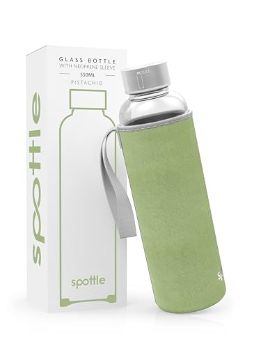 spottle® Glasflasche 750ml mit Neoprenhülle - PISTACHIO