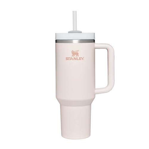 Stanley Quencher H2.0 FlowState Trinkflasche mit Strohhalm 1.2L - Thermobecher Kühlt 11 Stunden - 48 Stunden Eisgekühlt - Spülmaschinenfest - Thermosflasche BPA Frei - Kaffeebecher To Go - Rose