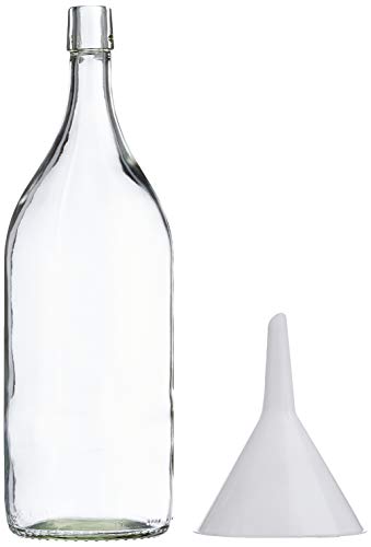 mikken Grosse XXL Glasflasche mit Bügelverschluss für 2 Liter zum befüllen inkl. Trichter