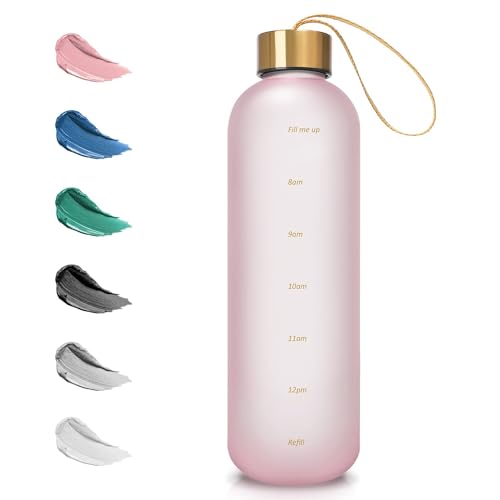 Opard Trinkflasche, 1L/800ml Wasserflasche, Auslaufsichere Water Bottle, BPA Frei Sportflasche Zeitmarkierung Wasser Flasche