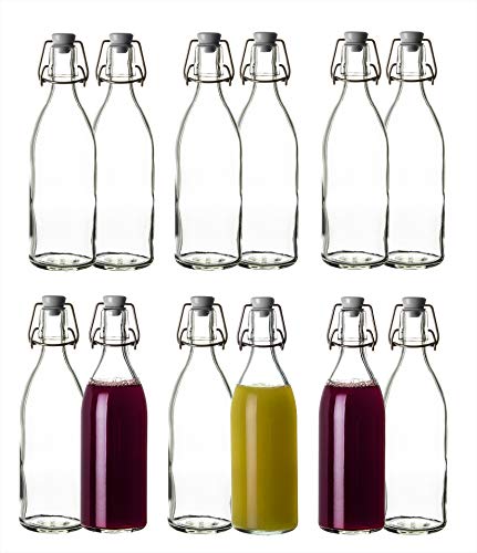 BigDean 12x Glasflaschen mit Bügelverschluss 500ml - Hochwertige Qualität Made in Germany - Bügelflaschen Likörflaschen Einmachflaschen Flaschen zum Befüllen & Einkochen