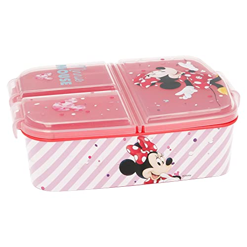 Minnie Mouse (Disney) 3 Fächer Kinder Sandwich Box - Snack Box - Dekorierte Lunch Box ,1 Stück (1er Pack), Minnie Maus – Disney