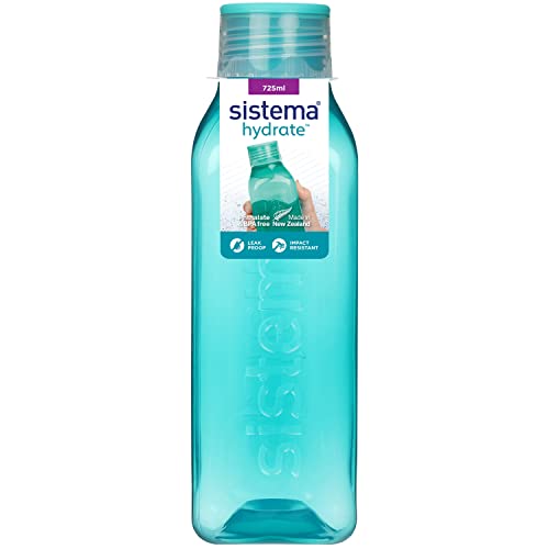 Sistema Vierkant-Sport-Wasserflasche | 725 ml | auslaufsichere Kinderwasserflasche | BPA-frei | verschiedene Farben (nicht wählbar) | 1 Stück