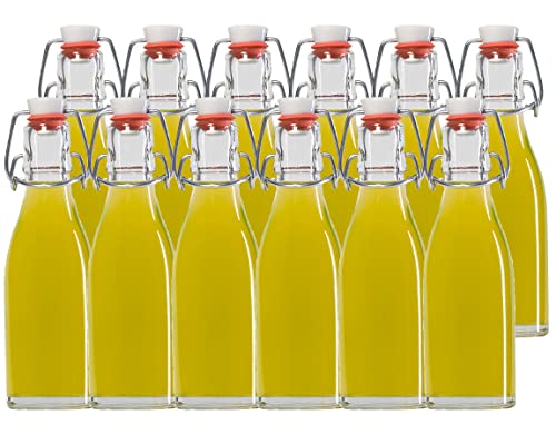 hocz 10er Set Bügelflaschen Bügelflasche Glasflaschen 200ml mit Bügelverschluss zum Selbstbefüllen Bügelflasche Smoothie