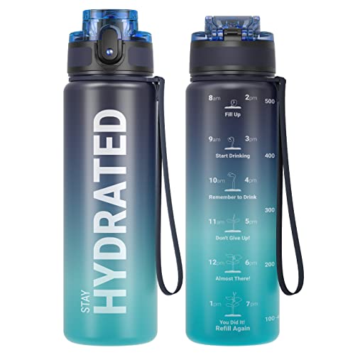 Sahara Sailor Trinkflasche, Sport Trinkflasche, [BPA-frei Tritan] 1L/500ML/750ML Auslaufsicher Sport Wasserflasche, Sportflasche für Fahrrad, Camping, Yoga, Gym (1 Flasche)