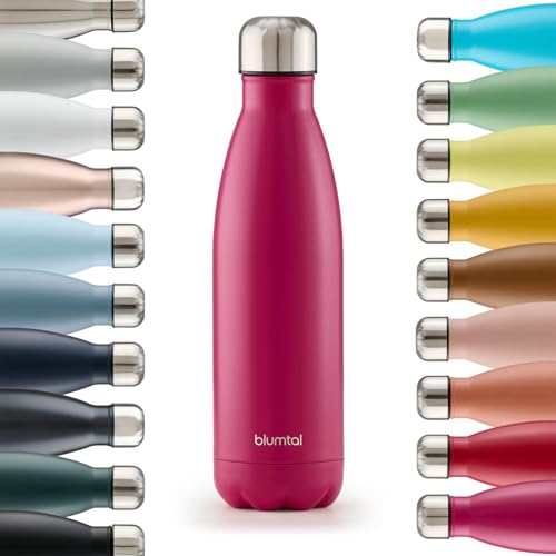 Blumtal® Trinkflasche Edelstahl Charles - Thermosflasche 500 ml - BPA-freie Thermo Trinkflasche kalt&warm - auslaufsichere Trinkflasche Metall - Thermos Trinkflasche - Flasche Metall - Berry - Pink