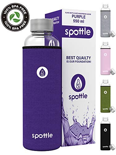 spottle® Glasflasche 500ml mit Neoprenhülle - PEACH