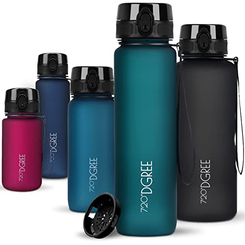 720°DGREE Trinkflasche 1l Sport “uberBottle“ softTouch +Sieb - BPA-Frei - Wasserflasche für Uni, Arbeit, Fitness, Fahrrad, Outdoor, Job - Sportflasche aus Tritan - Leicht, Stoßfest, Wiederverwendbar