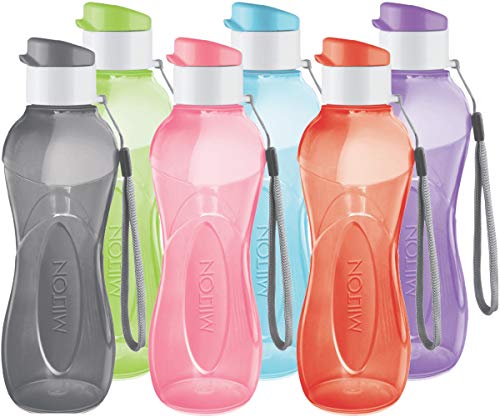 Trinkflasche Kinder Wiederverwendbare Wasserflasche 355 ml 6er-Set Trinkflasche aus Kunststoff BPA-frei Trinkflasche Kinder Auslaufsicher mit Trageriemen für Radfahren Camping Wandern Fitness Yoga