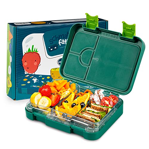 schmatzfatz Junior Brotdose für Kinder mit Fächern, Bunte, Unterteilt & Auslaufsicher, BPA-Freie Lunchbox für Kita, Bento Box , Sichere Vesperdose