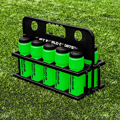 FORZA Sport Flaschenträger (750ml) mit 10 Trinkflaschen - BPA-freier Kunststoff - perfektes Trinkflasche Sport Set (Grün)