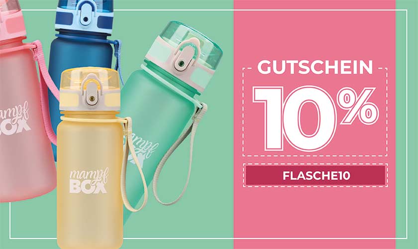 Banner für Auslaufsichere Trinkflaschen von Mampfbox Gutschein-Aktion